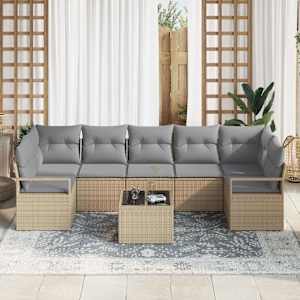 Set pohovek 8 pcs Beige a šedá polyratan - obrázek 3