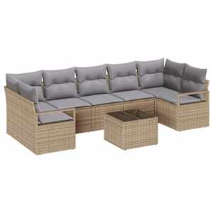 Set pohovek 8 pcs Beige a šedá polyratan - obrázek 2