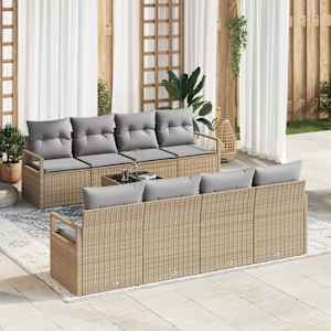 Set pohovek s polštářem 7 pcs Beige a šedá polyratan - obrázek 1