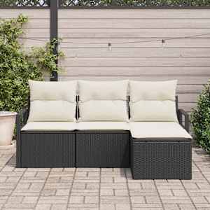 Set pohovek s polštářem 4 pcs Černá polyratan - obrázek 3