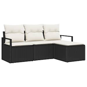 Set pohovek s polštářem 4 pcs Černá polyratan - obrázek 2