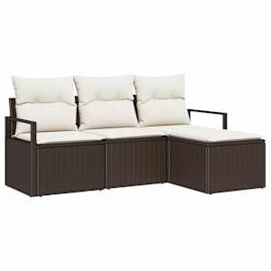 Set pohovek 4 pcs Hnědá polyratan - obrázek 2