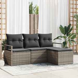 Set pohovek 4 pcs Šedá polyratan
