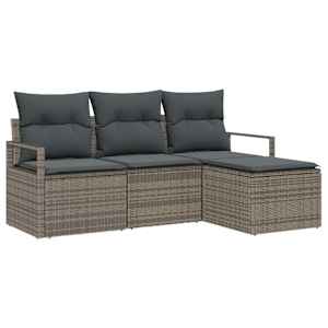 Set pohovek 4 pcs Šedá polyratan - obrázek 2