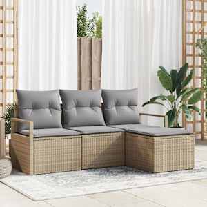 Set pohovek 4 pcs Béžová polyratan - obrázek 1