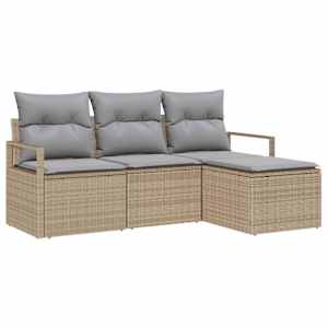 Set pohovek 4 pcs Béžová polyratan - obrázek 2