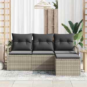 Set pohovek 4 pcs Světle šedá polyratan - obrázek 3