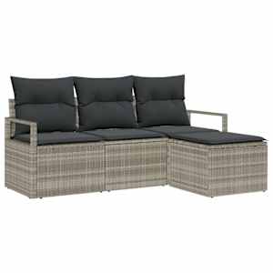 Set pohovek 4 pcs Světle šedá polyratan - obrázek 2