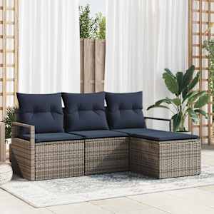 Set pohovek 4 pcs Šedá polyratan - obrázek 1