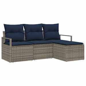 Set pohovek 4 pcs Šedá polyratan - obrázek 2