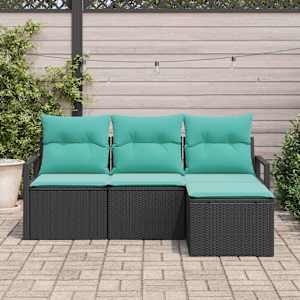 Set pohovek 4 pcs Černá polyratan - obrázek 1