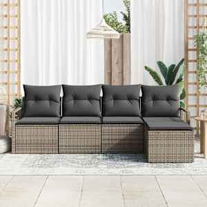 Set pohovek 5 pcs Šedá polyratan - obrázek 3
