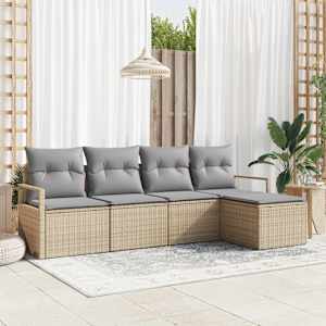 Set pohovek s polštářem 5 pcs Béžová polyratan - obrázek 1