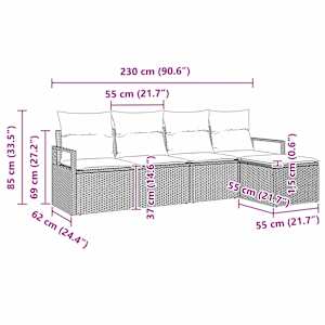 Set pohovek 5 pcs Béžová polyratan - obrázek 8