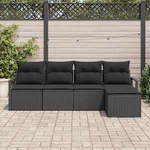 Set pohovek s polštářem 5 pcs Černá polyratan - obrázek 3