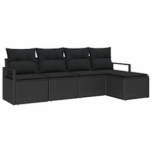 Set pohovek s polštářem 5 pcs Černá polyratan - obrázek 2