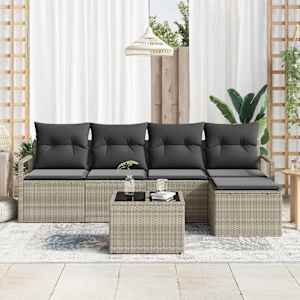 Set pohovek s polštářem 6 pcs Světle šedá polyratan - obrázek 3