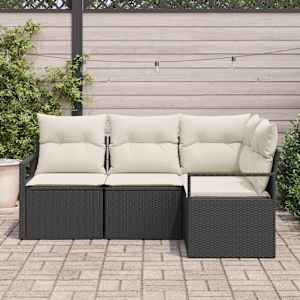 Set pohovek 4 pcs Černá polyratan - obrázek 3
