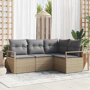 Set pohovek 4 pcs Béžová polyratan - obrázek 1