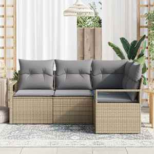 Set pohovek 4 pcs Béžová polyratan - obrázek 3