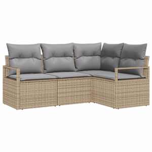 Set pohovek 4 pcs Béžová polyratan - obrázek 2
