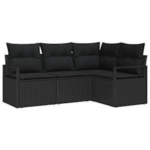 Set pohovek 4 pcs Černá polyratan - obrázek 2