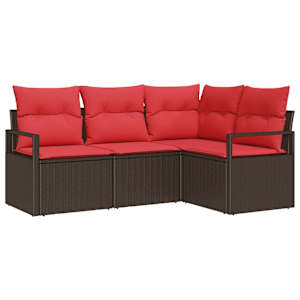 Set pohovek 4 pcs Hnědá polyratan - obrázek 2
