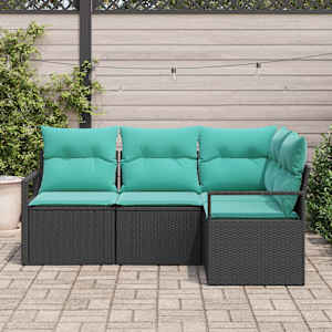 Set pohovek 4 pcs Černá polyratan - obrázek 3