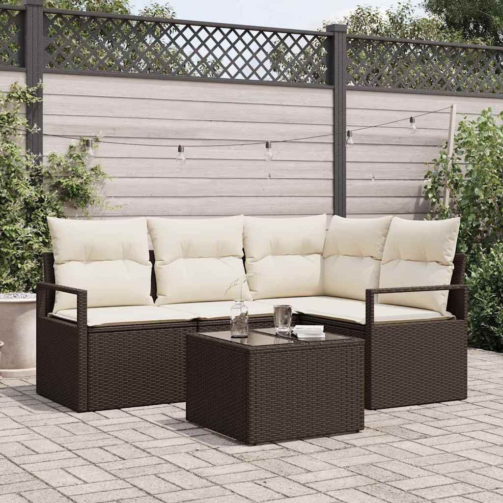 4-delt have sofa sæt med puder grå poly rattan, vidaXL 2-sæders have sofa med puder brun poly rattan