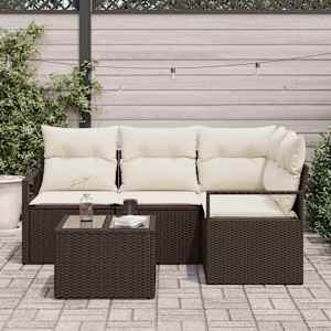 Set pohovek 5 pcs Hnědá polyratan - obrázek 3