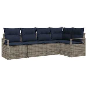 Set pohovek 5 pcs Šedá polyratan - obrázek 2