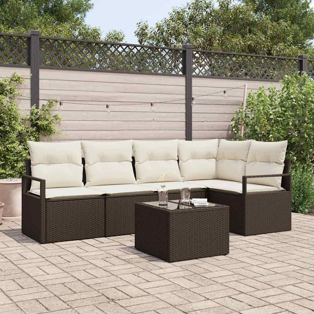 5 stk. have sofa sæt med puder grå polyrattan, vidaXL 2-personers have sofa med puder brun polyrattan