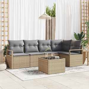 Set pohovek 6 pcs Béžová polyratan - obrázek 1