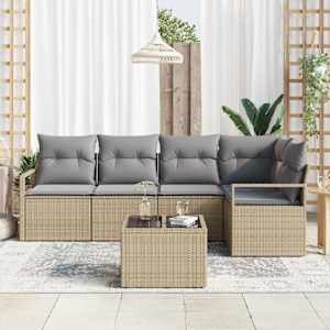 Set pohovek 6 pcs Béžová polyratan - obrázek 3