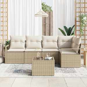 Set pohovek 6 pcs Béžová polyratan - obrázek 3