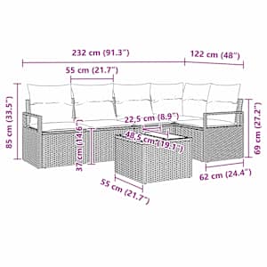 Set pohovek 6 pcs Béžová polyratan - obrázek 9