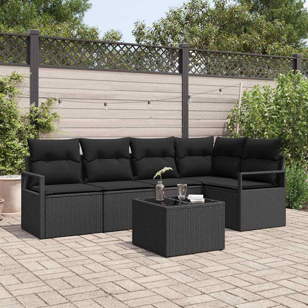 6 dele have sofa sæt med puder beige poly rattan, vidaXL 2-sæders have sofa med puder sort poly rattan