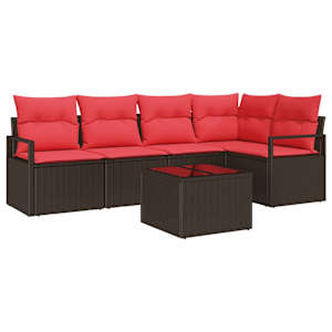 Set pohovek 6 pcs Hnědá polyratan - obrázek 1