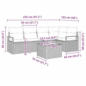 Set pohovek 6 pcs Šedá polyratan - obrázek 5