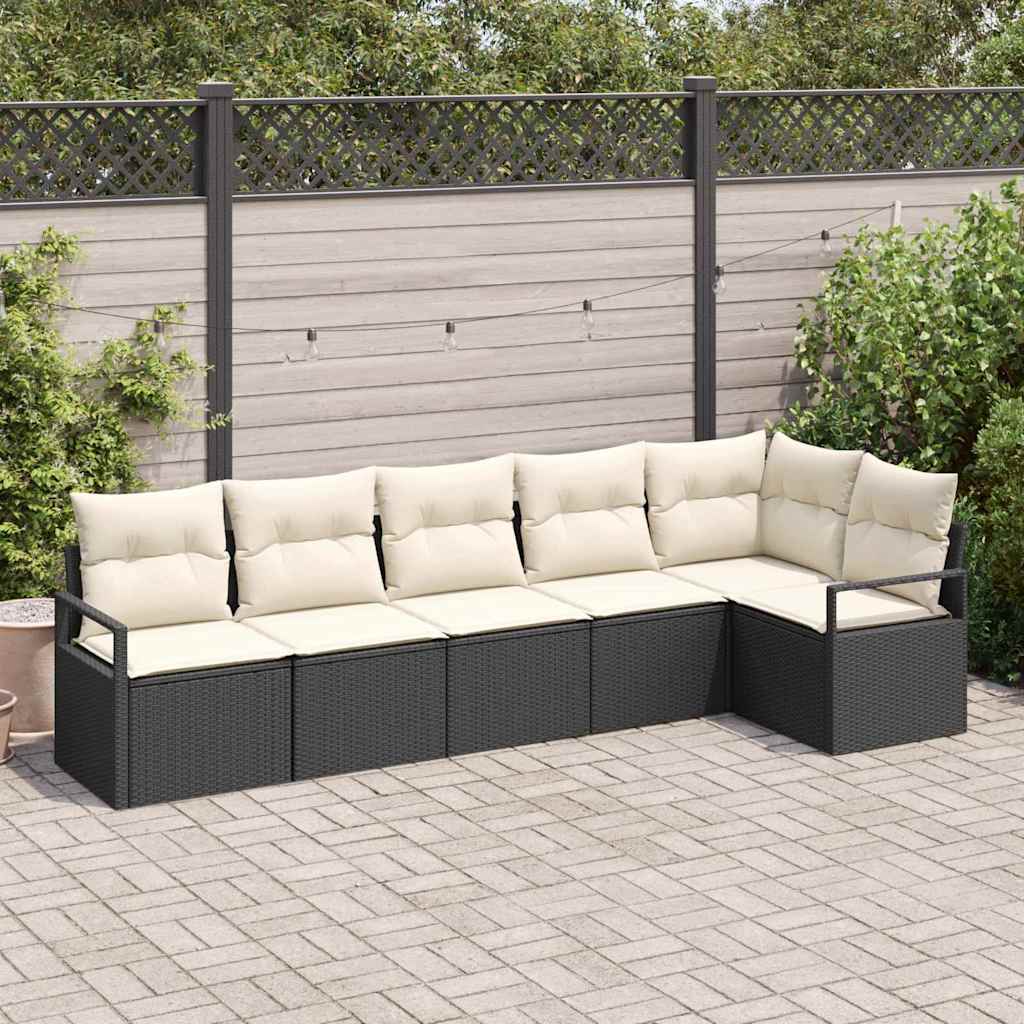 6 dele have sofa sæt med hynder sort poly rattan, vidaXL 2-sædes have sofa med hynder sort poly rattan