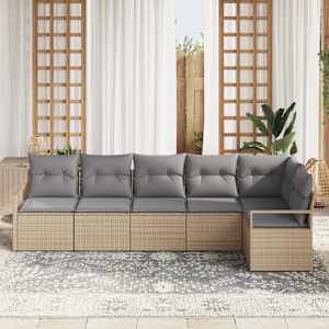 Set pohovek 6 pcs Béžová polyratan - obrázek 3