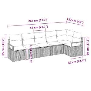 Set pohovek 6 pcs Béžová polyratan - obrázek 8