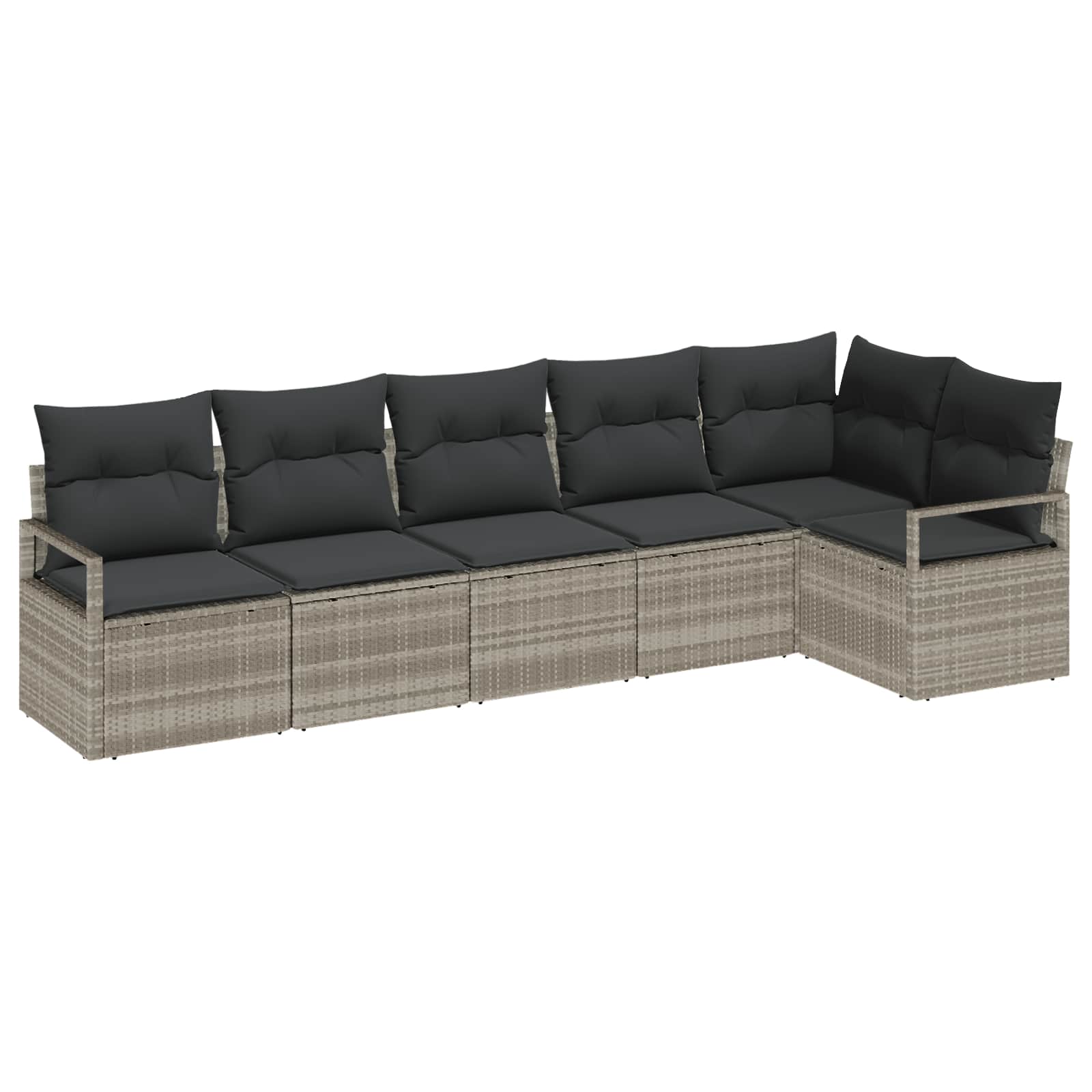 vidaXL Sofa Set mit Kissen 6 pcs Hellgrau Poly Rattan