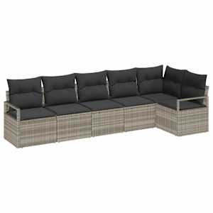 Set pohovek 6 pcs Světle šedá polyratan - obrázek 1