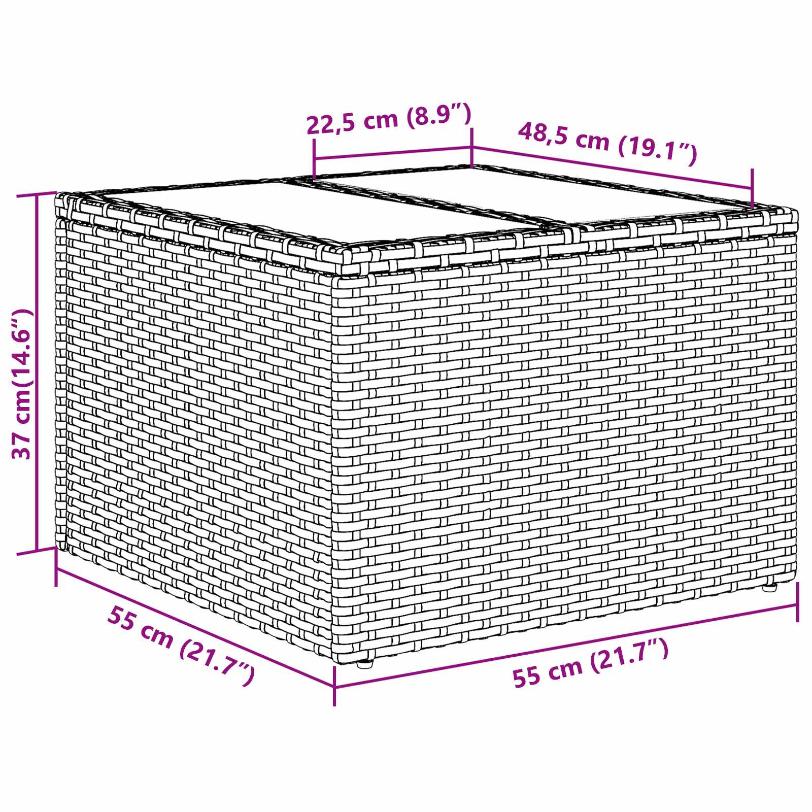 Kavčna garnitura 7 pcs Črna poli ratan - slika 12