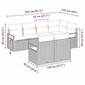 Set pohovek 7 pcs Černá polyratan - obrázek 8
