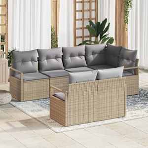 Set pohovek 7 pcs Béžová polyratan - obrázek 1
