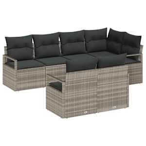 Set pohovek 7 pcs Světle šedá polyratan - obrázek 1