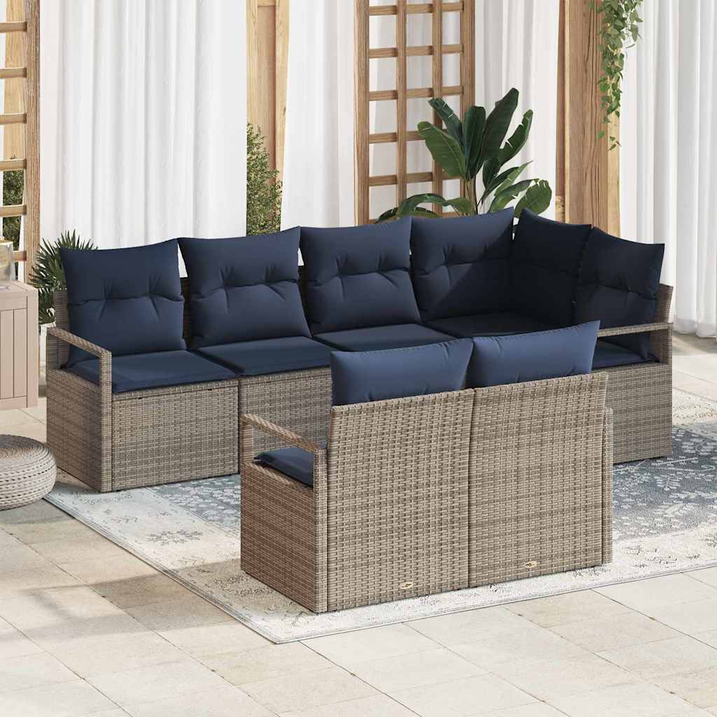vidaXL Set de canapea 7 pcs Gri poliratan