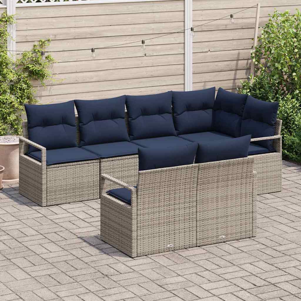 Set pohovek 7 pcs Šedá polyratan - obrázek 3